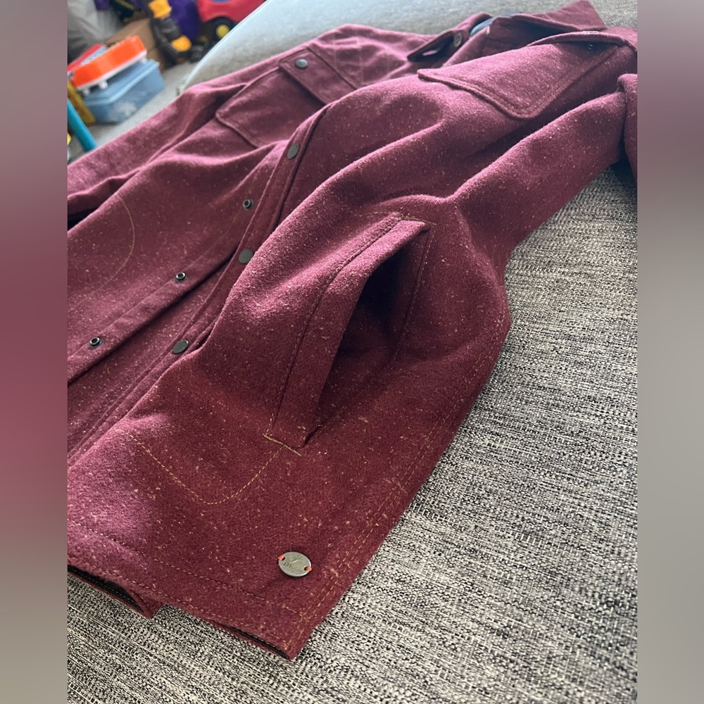 Men's Maroon Quilted Detail Shacket Jacket - Picture 6 of 10